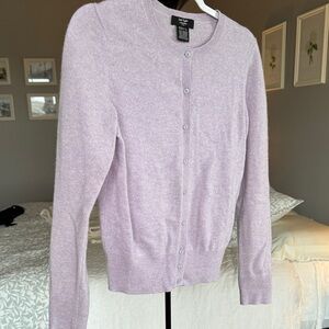 Lavender Button-Up 100% Cashmere Women's Sweater